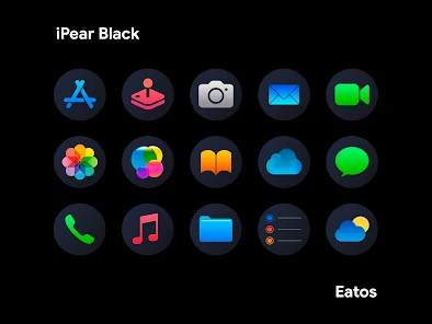 iPear Black – Round Icon Pack v4.1 [Patched]